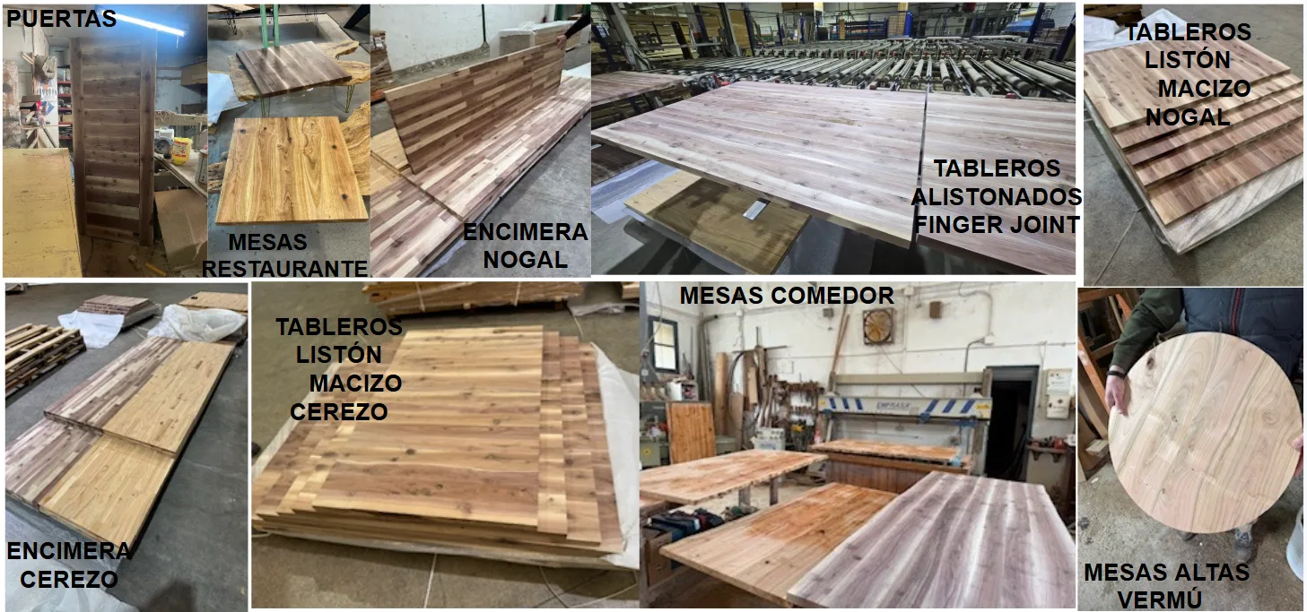 Productos elaborados con la madera de nogal y cerezo
